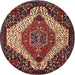 Round Traditional Saffron Red Persian Rug, tr1336