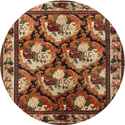 Square Machine Washable Traditional Saffron Red Rug, wshtr1337