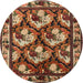 Round Traditional Saffron Red Animal Rug, tr1337