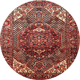 Round Traditional Orange Salmon Pink Persian Rug, tr1339