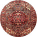 Round Traditional Orange Salmon Pink Persian Rug, tr1339