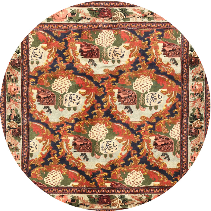 Round Traditional Sand Brown Persian Rug, tr1341