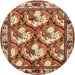 Round Traditional Sand Brown Persian Rug, tr1341