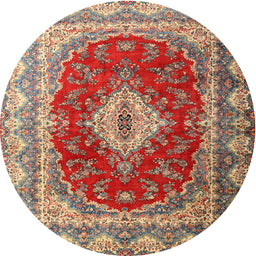 Round Traditional Brownish Green Persian Rug, tr1343