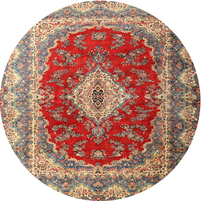 Square Machine Washable Traditional Brown Green Rug, wshtr1343