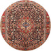 Square Machine Washable Traditional Saffron Red Rug, wshtr1344