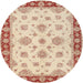 Round Traditional Orange Oriental Rug, tr1345