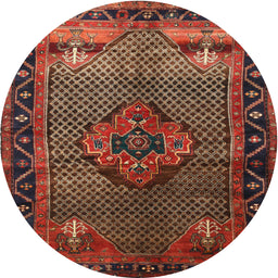 Square Machine Washable Traditional Saffron Red Rug, wshtr1348