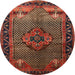 Square Machine Washable Traditional Saffron Red Rug, wshtr1348