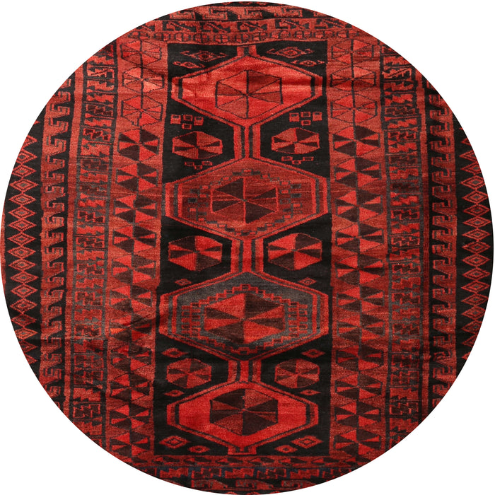 Round Traditional Red Persian Rug, tr1349