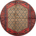 Round Traditional Fire Brick Red Persian Rug, tr134