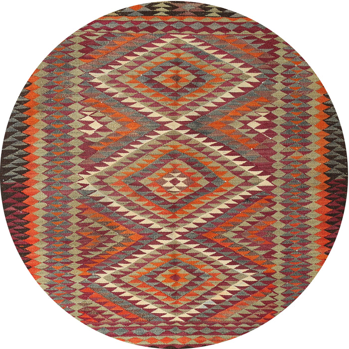 Square Machine Washable Traditional Orange Brown Rug, wshtr1350