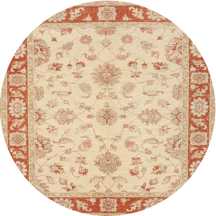 Round Traditional Brown Gold Oriental Rug, tr1351