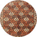 Round Traditional Saffron Red Persian Rug, tr1353