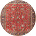 Square Machine Washable Traditional Light Copper Gold Rug, wshtr1354