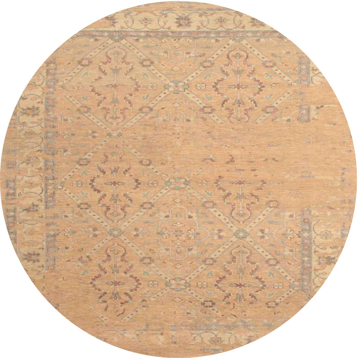 Round Traditional Sand Brown Persian Rug, tr1357