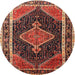 Round Traditional Rust Pink Persian Rug, tr1358