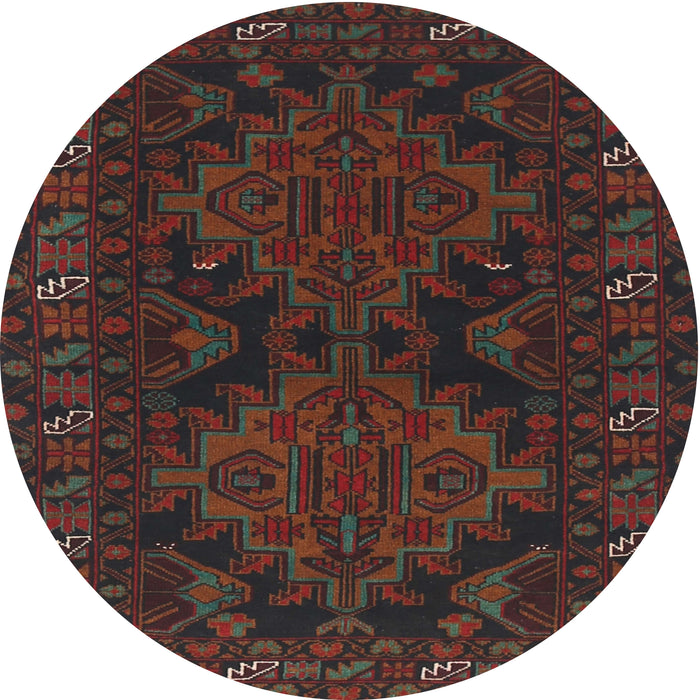 Round Traditional Dark Brown Persian Rug, tr1359