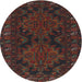 Round Traditional Dark Brown Persian Rug, tr1359