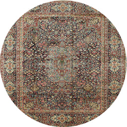 Round Traditional Camel Brown Medallion Rug, tr135
