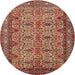 Round Traditional Red Persian Rug, tr1360