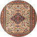 Square Machine Washable Traditional Saffron Red Rug, wshtr1361