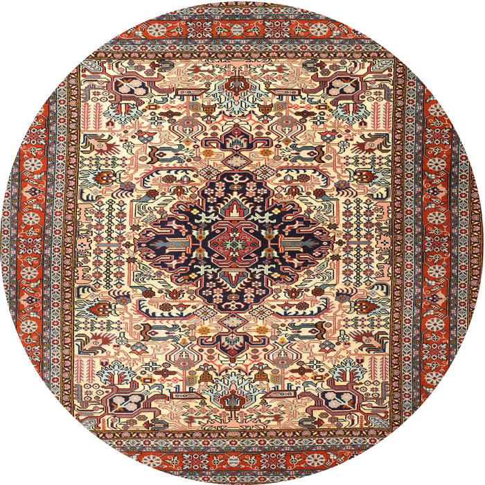 Round Traditional Saffron Red Persian Rug, tr1361