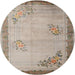 Round Traditional Dark Almond Brown Oriental Rug, tr1363