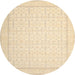 Round Traditional Brown Oriental Rug, tr1364