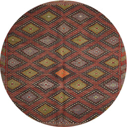 Square Machine Washable Traditional Saffron Red Rug, wshtr1368