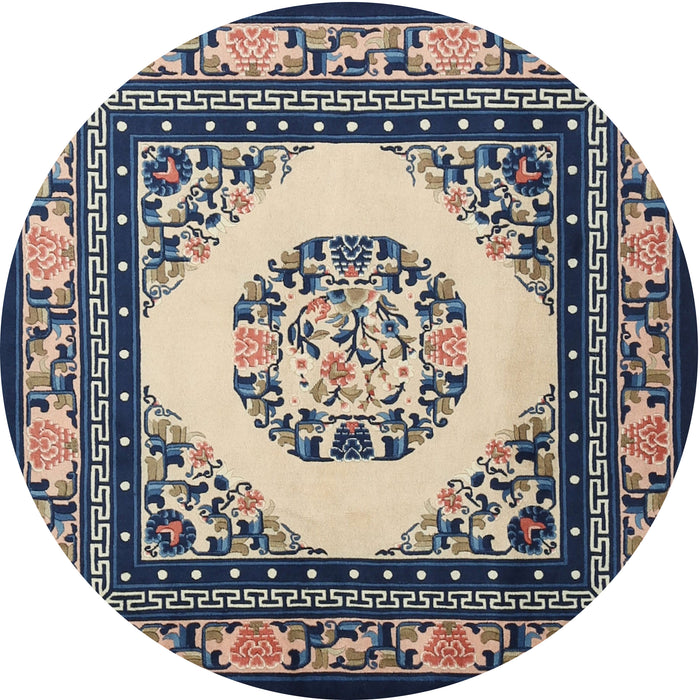 Square Machine Washable Traditional Tan Brown Rug, wshtr1369