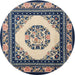 Round Traditional Tan Brown Oriental Rug, tr1369