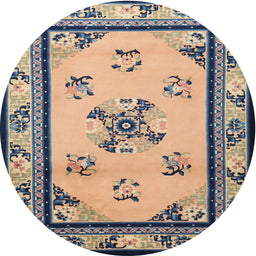 Round Traditional Gray Oriental Rug, tr1370