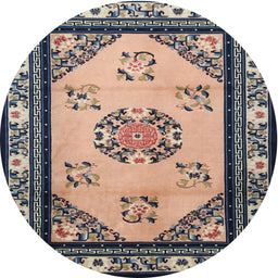 Round Traditional Black Oriental Rug, tr1371