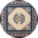 Round Traditional Dark Slate Blue Oriental Rug, tr1372