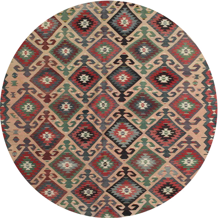 Round Traditional Chestnut Brown Persian Rug, tr1373