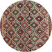 Round Traditional Chestnut Brown Persian Rug, tr1373