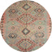 Round Traditional Rust Pink Persian Rug, tr1374