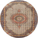 Square Machine Washable Traditional Sepia Brown Rug, wshtr1378