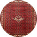 Round Traditional Sienna Brown Persian Rug, tr1379