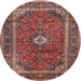 Round Traditional Saffron Red Persian Rug, tr1380