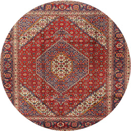 Round Traditional Orange Salmon Pink Persian Rug, tr1381
