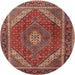 Round Traditional Orange Salmon Pink Persian Rug, tr1381