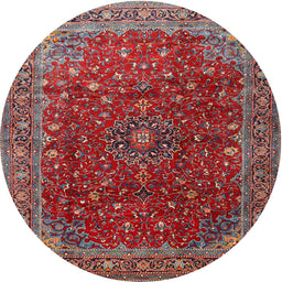 Square Machine Washable Traditional Rosy Pink Rug, wshtr1383