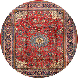 Square Machine Washable Traditional Orange Salmon Pink Rug, wshtr1385