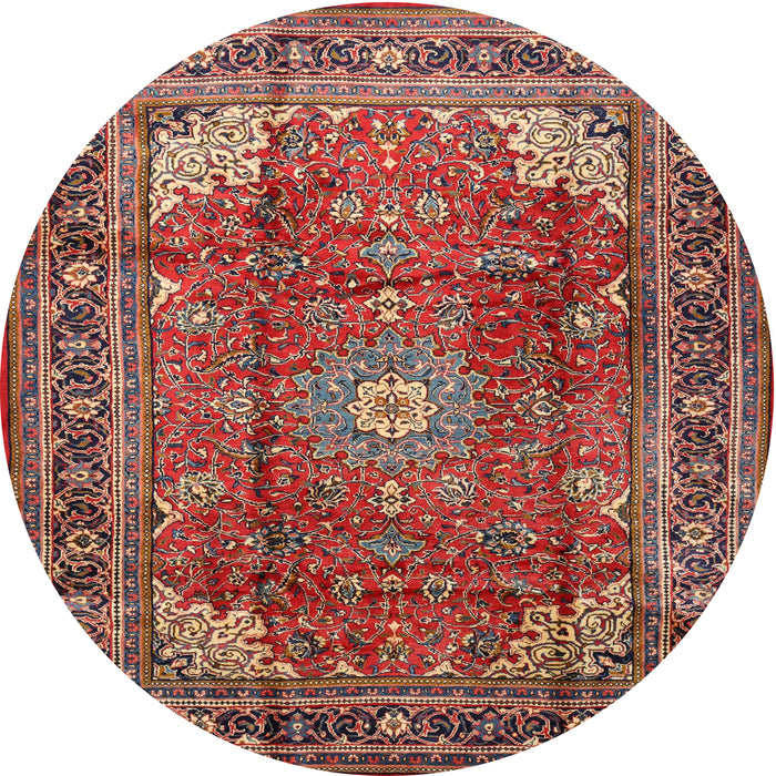 Round Traditional Orange Salmon Pink Persian Rug, tr1385