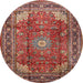 Round Traditional Orange Salmon Pink Persian Rug, tr1385