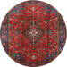 Square Machine Washable Traditional Cranberry Red Rug, wshtr1386