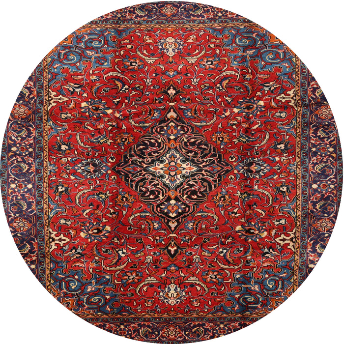 Round Traditional Cranberry Red Medallion Rug, tr1386