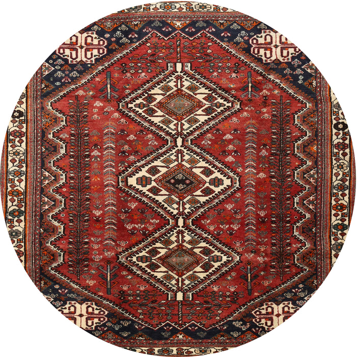 Round Traditional Crimson Red Persian Rug, tr1387